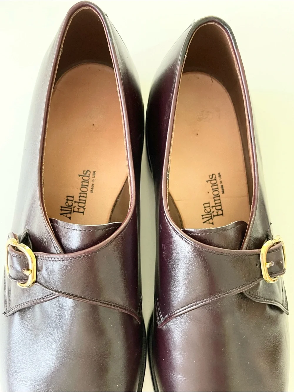 Allen Edmonds Monk Strap Burgundy Red Leather Dress Shoes sz 13 B